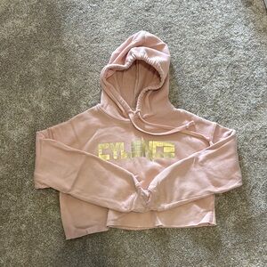 Pink Cropped Hoodie with Gold CYLENCE Logo